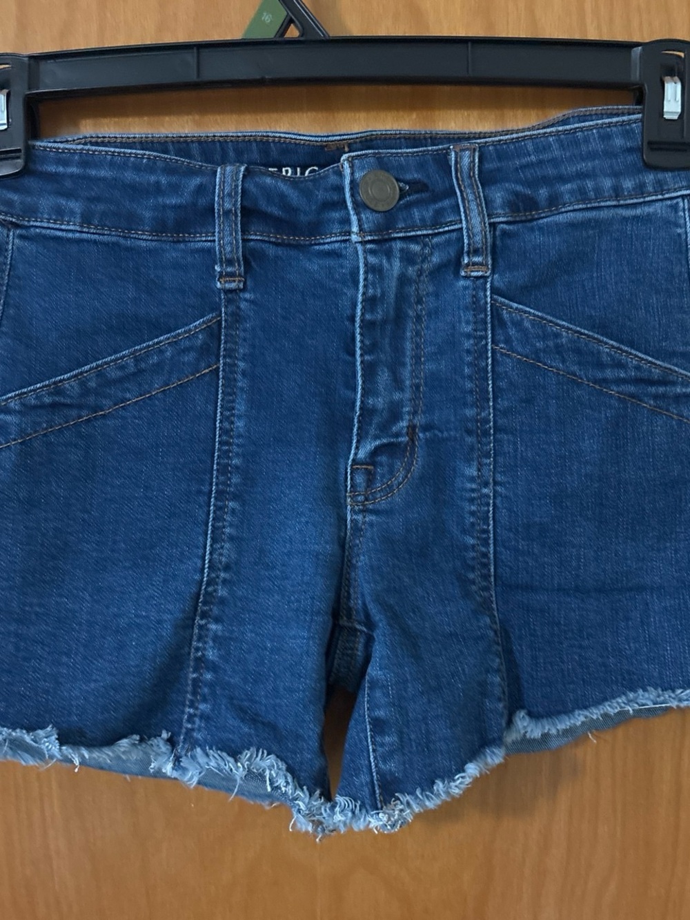 American Eagle Outfitters Dark Blue Frayed Hem Denim Shorts